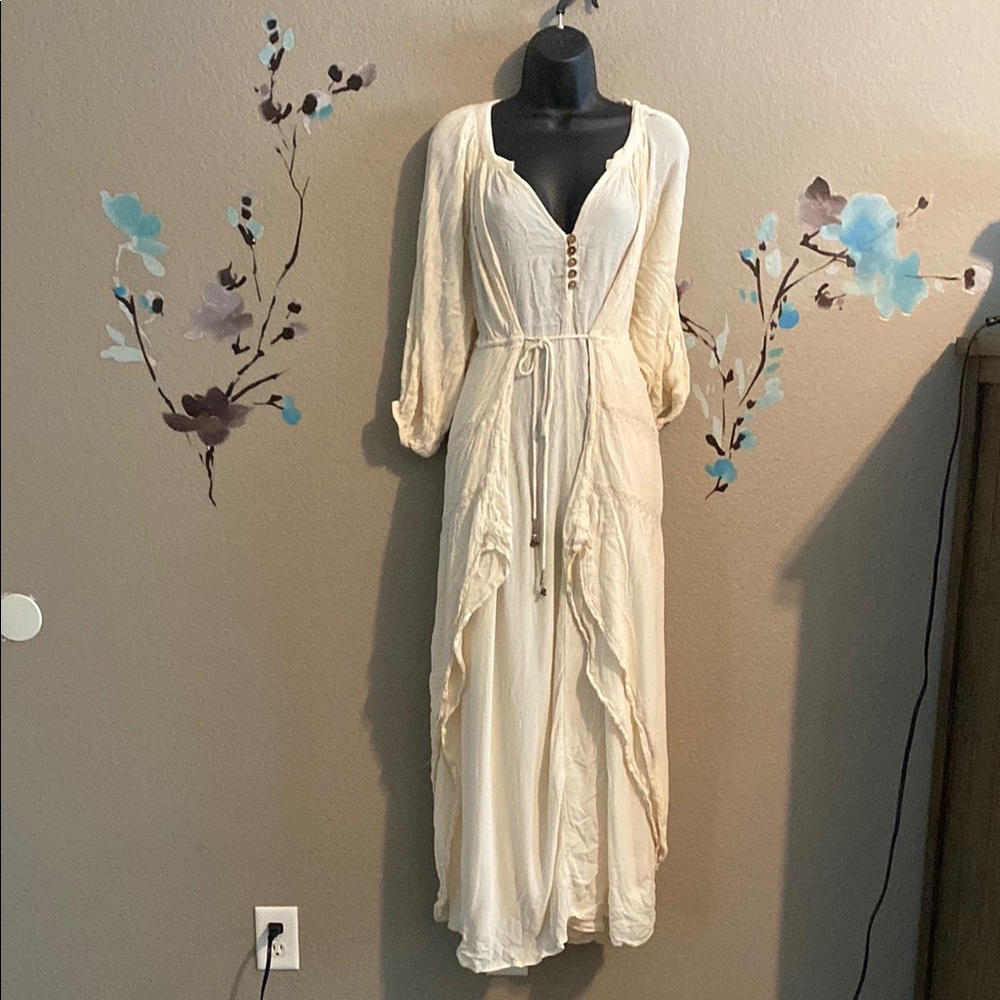 Free people plenty of love maxi dress M bohemian lagen gauzy - Picture 4 of 10